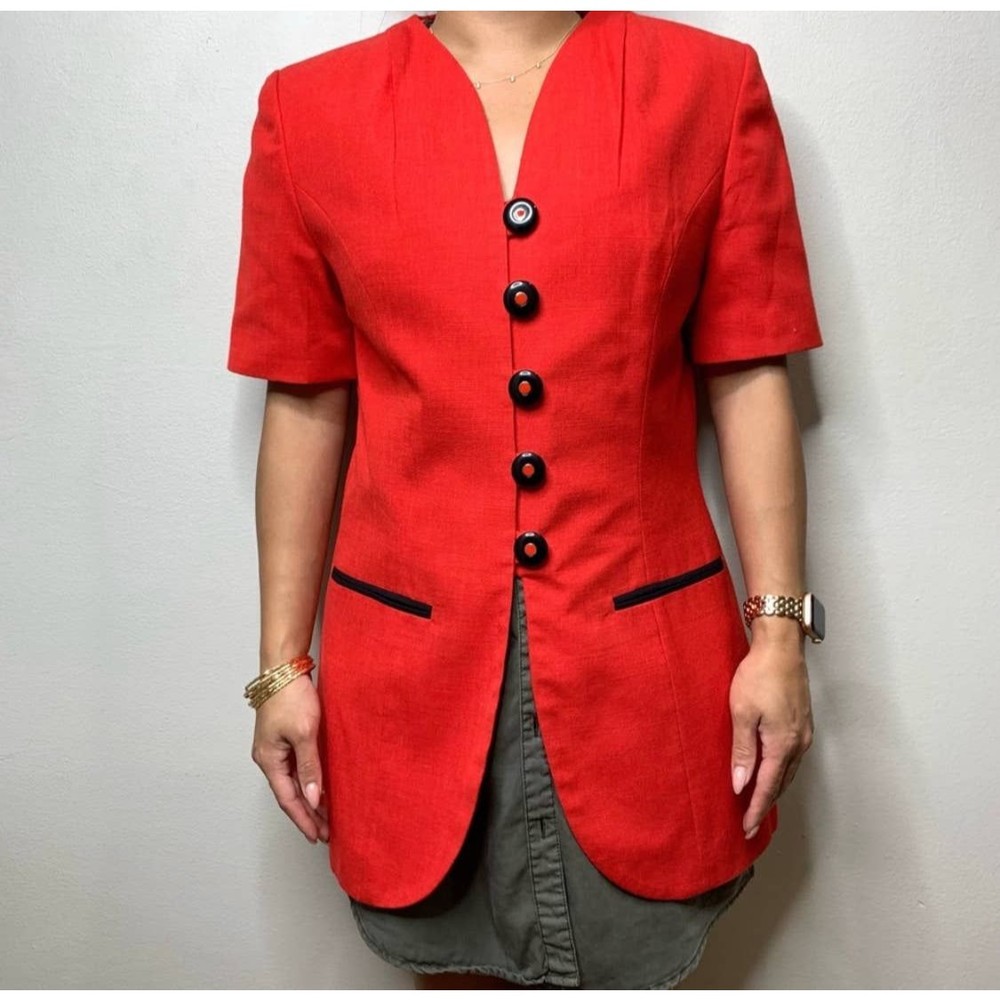 Kate McNaughton Solid Vintage Red Blazer Size 6